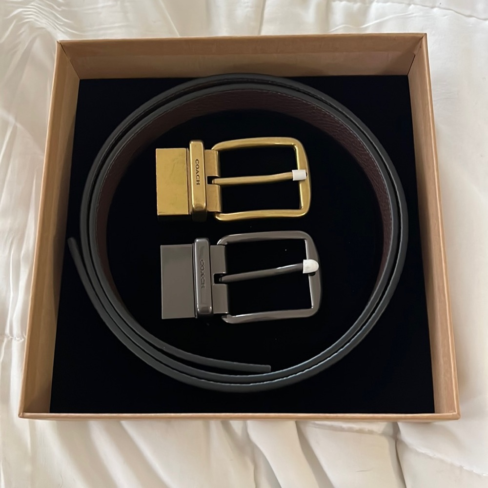 NWT COACH Men’s 4-in-1 Wide Pebbled Leather Belt Gift Set